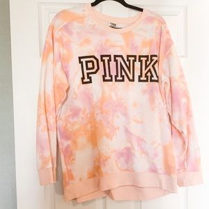PINK tie dye crew sweatshirt, Size L
